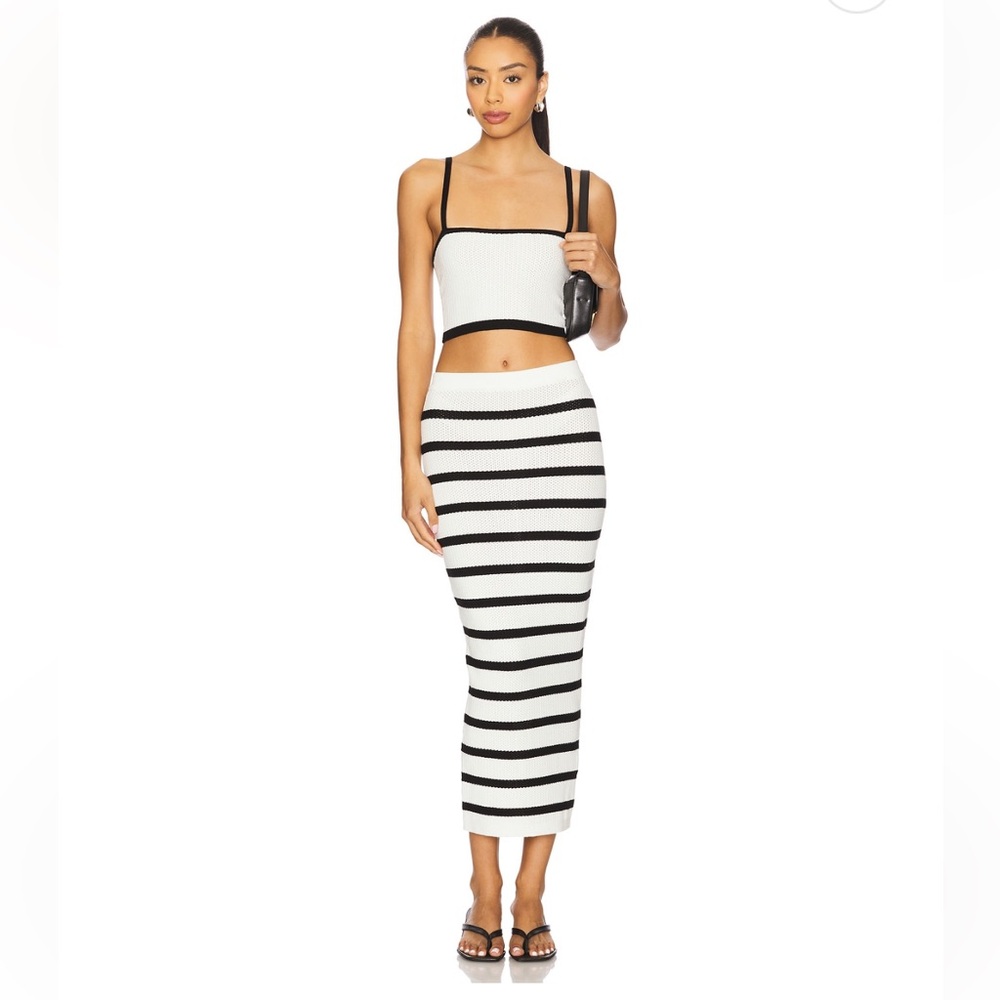 Black and White Striped Two-Piece Set